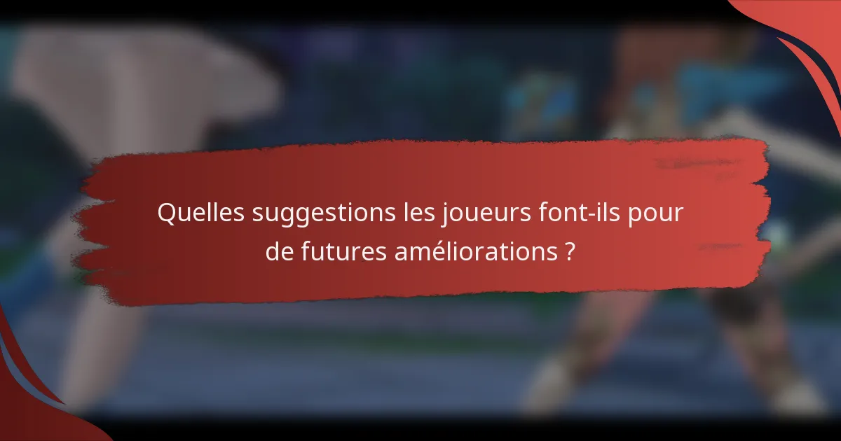 Quelles suggestions les joueurs font-ils pour de futures améliorations ?